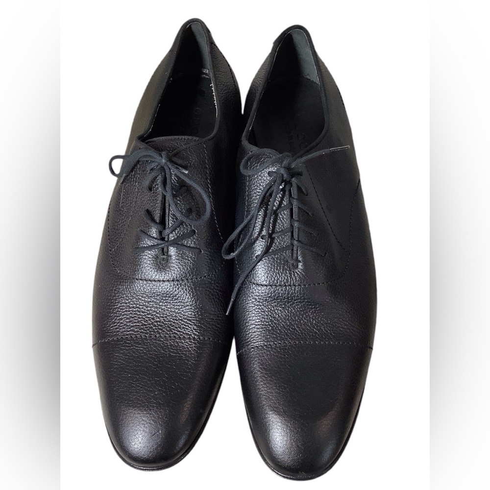 GUCCI MEN'S DESIGNER SHOES BLACK PEBBLED LACED LEATHER OXFORDS Ultralux - Picture 2 of 7